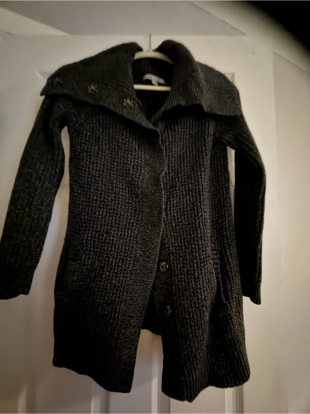 Flattering Women's Black Knit Long Cardigan Sweater Coat